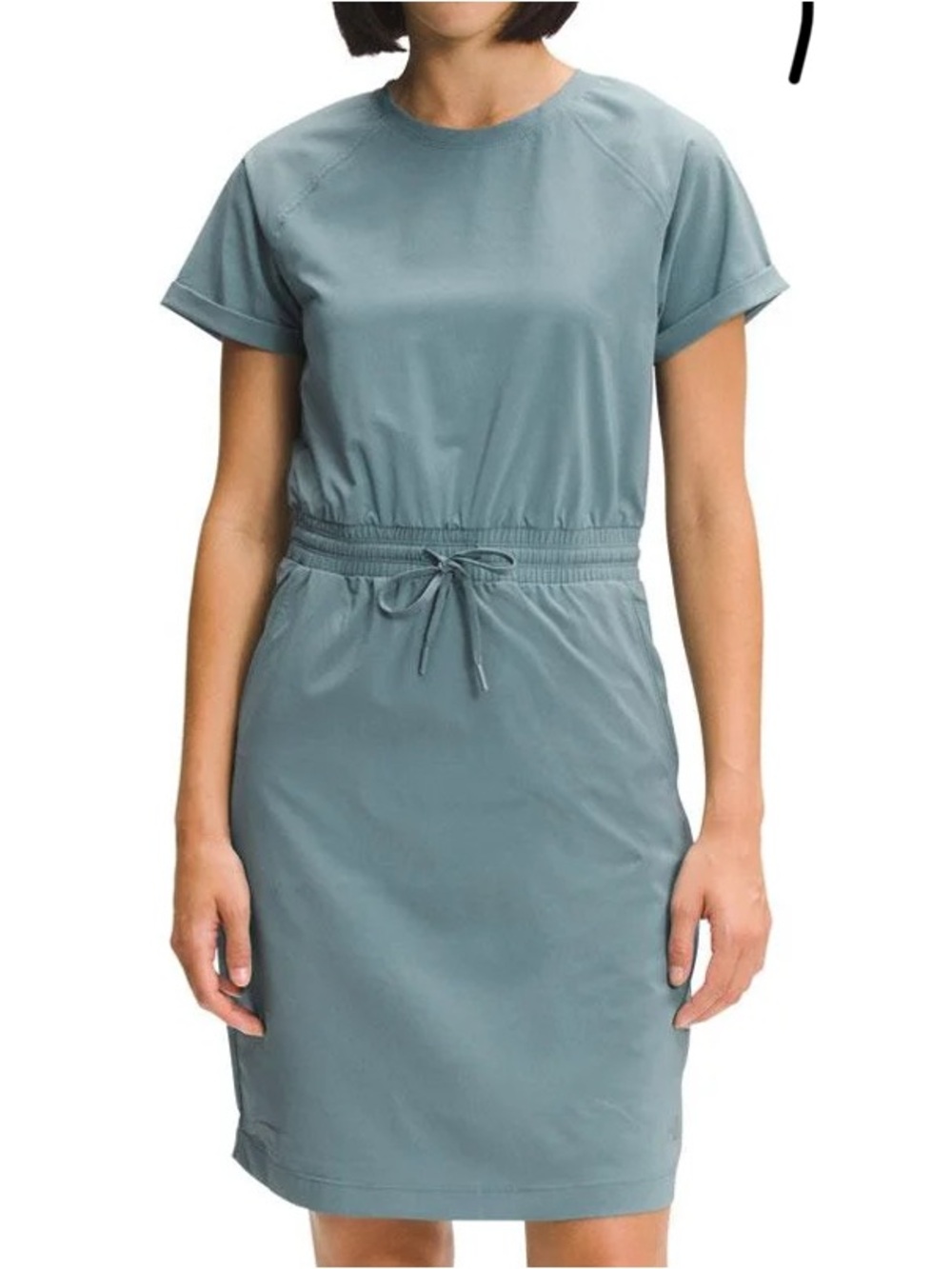 The North Face Short-Sleeve Drawcord Midi Dress in Dusty Teal